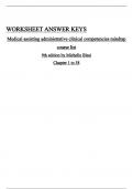 WorkSheet Answer keys for Medical Assisting Administrative & Clinical Competencies &lpar;MindTap Course List&rpar; 9th Edition by Michelle Blesi Chapter 1-58  ISBN&colon;9780357502815