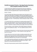 Health Assessment Practice - Nursing Practice Questions with Complete Solutions Fall 2024