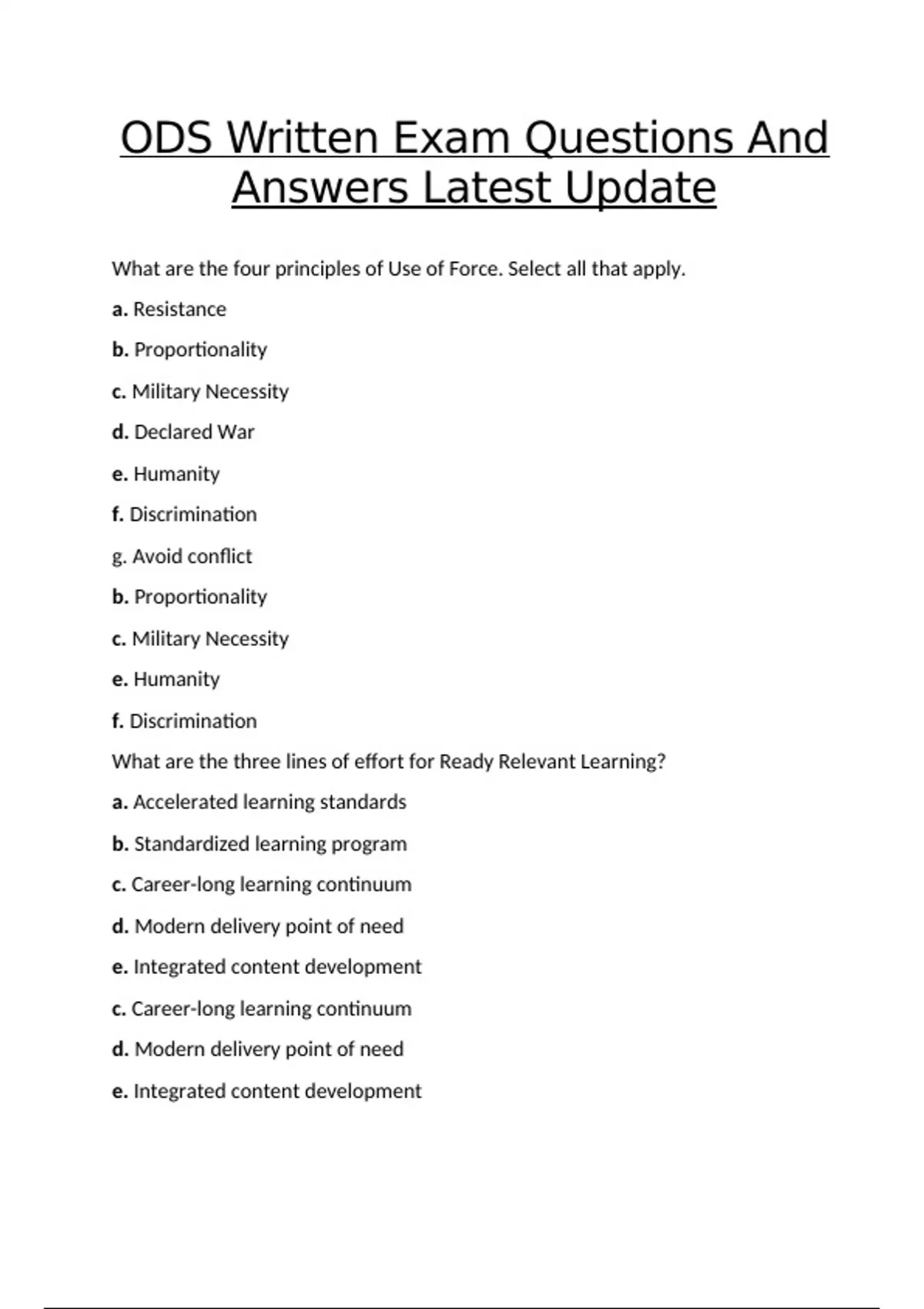 ODS Written Exam Questions And Answers Latest Update - ODS - Stuvia US