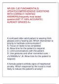 NR-226&colon; CJE FUNDAMENTALS&vert; UPDATE&vert;COMPREHENSIVE QUESTIONS WITH CORRECT&sol; VERIFIED ANSWERS&vert;&lpar;frequently most tested question&rpar;GET IT 100&percnt; ACCURATE &vert; ALREADY GRADED A&plus; A confused older adult patient is wearing thick glasses and a hearing aid&period; Which intervention