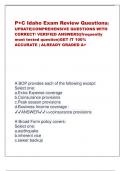 P&plus;C Idaho Exam Review Questions&vert; UPDATE&vert;COMPREHENSIVE QUESTIONS WITH CORRECT&sol; VERIFIED ANSWERS&vert;&lpar;frequently most tested question&rpar;GET IT 100&percnt; ACCURATE &vert; ALREADY GRADED A&plus; A BOP provides each of the following except&colon; Select one&colon; a&period;Extra Expense coverage b&period;Co