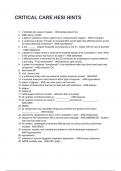 CRITICAL CARE HESI HINTS QUESTIONS AND CORRECT DETILED ANSWERS &lpar;VERIFIED ANSWERS&rpar; &vert;ALREADY GRADED A&plus;&vert;&vert; BRAND NEW&excl;&excl; 2025&sol;2026