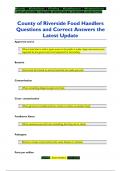 County of Riverside Food Handlers Questions and Correct Answers the  Latest Update