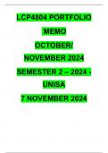 LCP4804 PORTFOLIO MEMO - SEMESTER 2 - 2024 - OCTOBER&sol;NOVEMBER - UNISA  - DUE DATE &colon;- 7 NOVEMBER 2024 &lpar;FULLY REFERENCED&excl; DISTINCTION GUARANTEED&excl;&rpar;