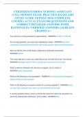 CERTIFIED FLORIDA NURSING ASSISTANT &lpar;CNA&rpar; NEWEST EXAM&comma; PRACTICE EXAM AND STUDY GUIDE NEWEST 2024 &lpar;COMPLETE COURSE&rpar; ACTUAL EXAM 500 QUESTIONS AND CORRECT DETAILED ANSWERS WITH RATIONALES &lpar;VERIFIED ANSWERS&rpar; &vert;ALREADY GRADED A&plus;