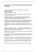 CONSTRUCTION SPECIFICATIONS QUESTIONS AND ANSWERS