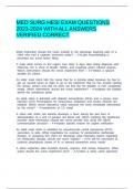 MED SURG HESI EXAM QUESTIONS 2023-2024 WITH ALL ANSWERS VERIFIED CORRECT