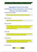 Segregated Funds & Annuities Certification Exam Questions and Correct Answers the Latest Update