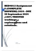 HED4812 Assignment 5 &lpar;COMPLETE ANSWERS&rpar; 2024 - DUE 30 September 2024 &semi;100&percnt; TRUSTED workings&comma; explanations and solutions&period;