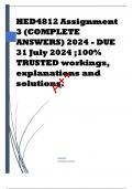 HED4812 Assignment 3 &lpar;COMPLETE ANSWERS&rpar; 2024 - DUE 31 July 2024 &semi;100&percnt; TRUSTED workings&comma; explanations and solutions&period; ADMIN &lbrack;COMPANY NAME&rsqb; A