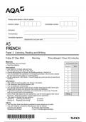 AQA AS FRENCH 7651-1 Paper 1 Listening&comma; Reading and Writing question paper June 2024