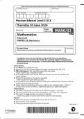 EDEXCEL A LEVEL MATHS MECHANICS PAPER 3 JUNE 2024