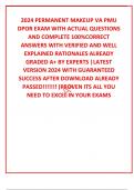 2024 PERMANENT MAKEUP VA PMU DPOR EXAM WITH ACTUAL QUESTIONS AND COMPLETE 100%CORRECT ANSWERS WITH VERIFIED AND WELL EXPLAINED RATIONALES ALREADY GRADED A+ BY EXPERTS |LATEST VERSION 2024 WITH GUARANTEED SUCCESS AFTER DOWNLOAD ALREADY PASSED!!!!!!! (PROVE