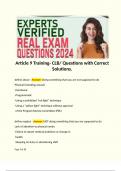 Article 9 Training- CLB&sol; Questions with Correct Solutions&period;   