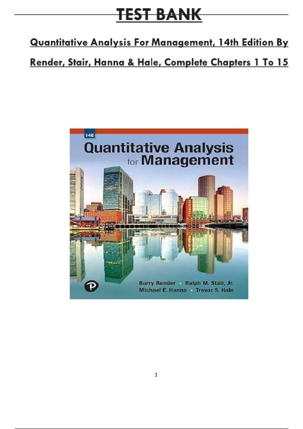 Test Bank For Quantitative Analysis For Management, 14th Edition By ...