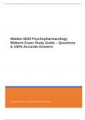 Walden 6630 Psychopharmacology Midterm Exam Study Guide &ndash; Questions & 100&percnt; Accurate Answers