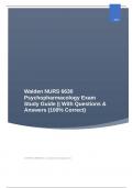 Walden NURS 6630 Psychopharmacology Exam Study Guide &vert;&vert; With Questions & Answers &lpar;100&percnt; Correct&rpar;