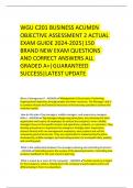 WGU C201 BUSINESS ACUMEN OBJECTIVE ASSESSMENT 2 ACTUAL EXAM GUIDE 2024-2025&vert;150 BRAND NEW EXAM QUESTIONS AND CORRECT ANSWERS ALL GRADED A&plus;&vert;GUARANTEED SUCCESS&vert;LATEST UPDATE 