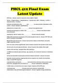 PHCL 412 Final Exam Latest Update 