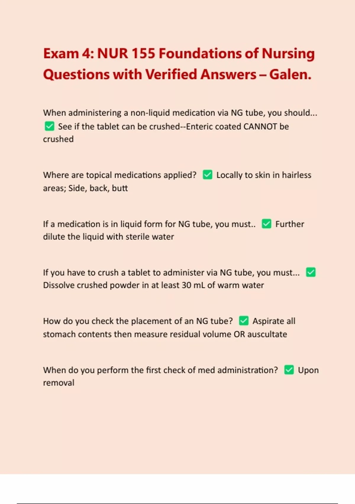 Exam 4: NUR 155 Foundations of Nursing Questions with Verified Answers ...