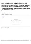 CERTIFIED PAYROLL PROFESSIONAL &lpar;CPP&rpar; FINAL EXAM AND PRACTICE QUESTIONS EXAM COMPLETE 450 QUESTIONS WITH DETAILED VERIFIED ANSWERS &lpar;100&percnt; CORRECT ANSWERS&rpar; &sol;ALREADY GRADED A&plus;