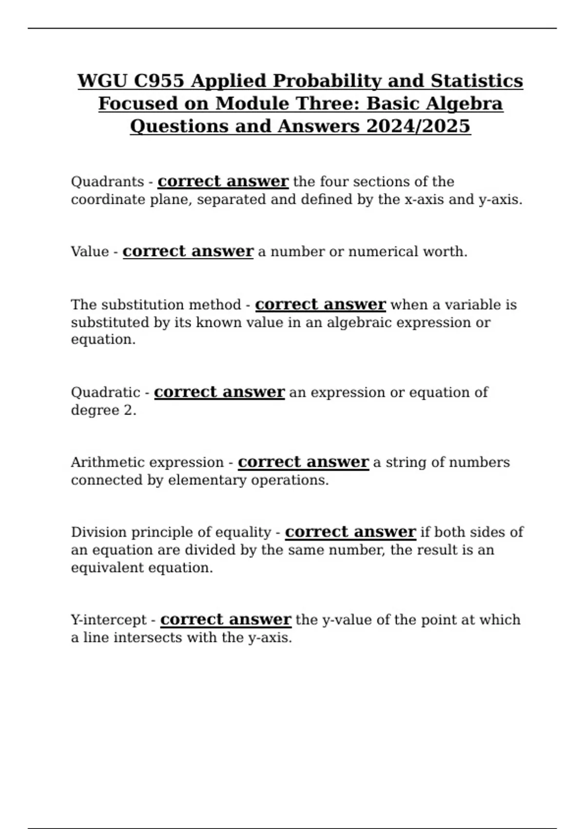 WGU C955 Applied Probability and Statistics Focused on Module Three ...
