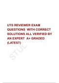 UTS REVIEWER EXAM  QUESTIONS  WITH CORRECT SOLUTIONS ALL VERIFIED BY AN EXPERT  A&plus; GRADED &lpar;LATEST&rpar;