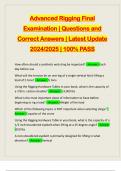 Advanced Rigging Final Examination &vert; Questions and Correct Answers &vert; Latest Update 2024&sol;2025 &vert; 100&percnt; PASS