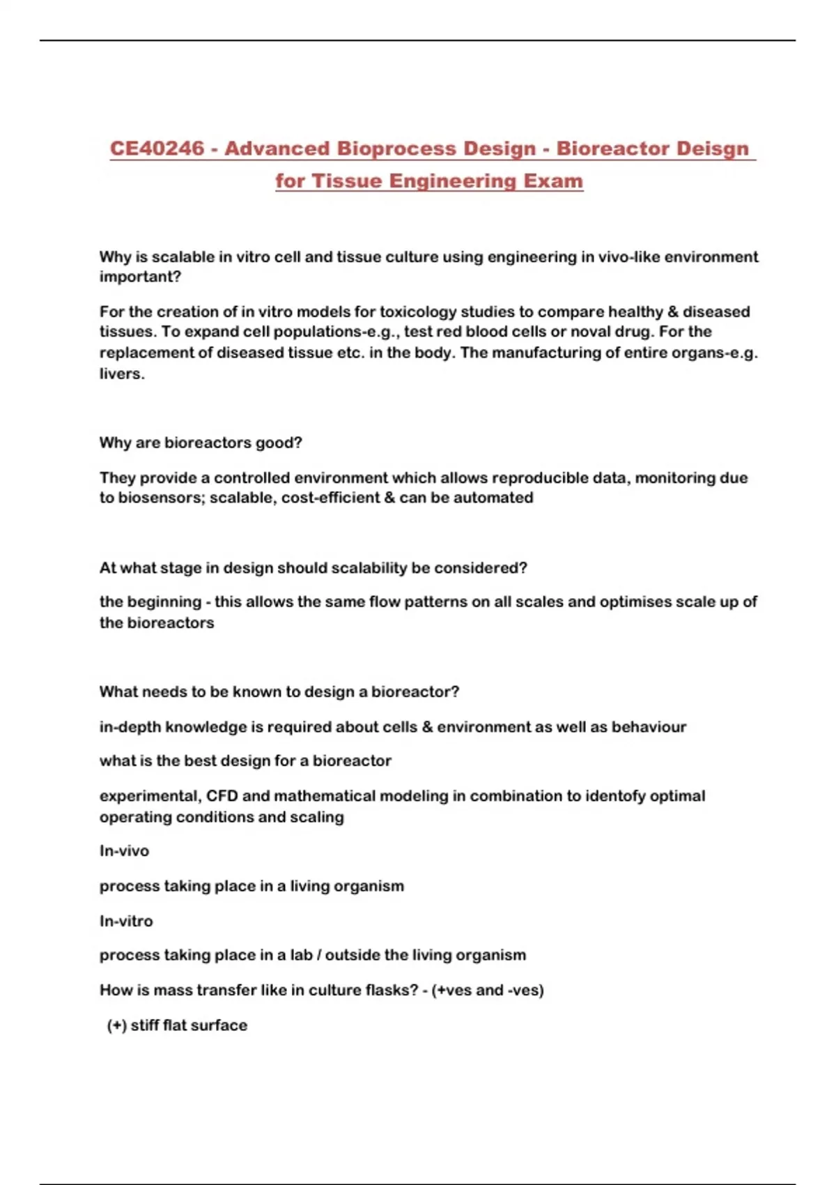 CE40246 - Advanced Bioprocess Design - Bioreactor Deisgn for Tissue ...