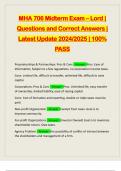 MHA 706 Midterm Exam &ndash; Lord &vert; Questions and Correct Answers &vert; Latest Update 2024&sol;2025 &vert; 100&percnt; PASS