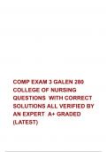   COMP EXAM 3 GALEN 280 COLLEGE OF NURSING QUESTIONS  WITH CORRECT SOLUTIONS ALL VERIFIED BY AN EXPERT  A&plus; GRADED &lpar;LATEST&rpar;