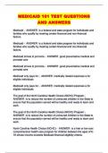 MEDICAID 101 TEST QUESTIONS AND ANSWERS