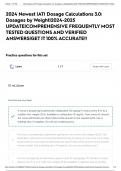 2024 Newest &vert;ATI Dosage Calculations 3&period;0&colon; Dosages by Weight&vert;2024-2025 UPDATE&vert;COMPREHENSIVE FREQUENTLY MOST TESTED QUESTIONS AND VERIFIED ANSWERS&vert;GET IT 100&percnt; ACCURATE&excl;&excl;