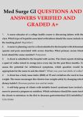 Med Surge GI QUESTIONS AND ANSWERS VERIFIED AND GRADED A&plus; 2024&period;