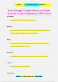 Psychology Comprehensive Exam Questions and Answers &lpar;100&percnt; Pass&rpar;