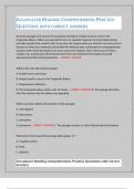 ACCUPLACER READING COMPREHENSION PRACTICE QUESTIONS WITH CORRECT ANSWERS 