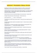 WEIGHT TRAINING FINAL EXAM QUESTIONS AND ANSWERS