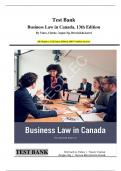 Test Bank Business Law in Canada&comma; 13th Edition By Yates&comma; Clarke&comma; Angus Ng&comma; Bereznicki-korol&period; All Chapters 1-16&vert; Latest Edition&vert; 100&percnt; Verified Answers