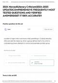 2024 Newest&vert;Literary Criticism&vert;2024-2025 UPDATE&vert;COMPREHENSIVE FREQUENTLY MOST TESTED QUESTIONS AND VERIFIED ANSWERS&vert;GET IT 100&percnt; ACCURATE&excl;&excl;