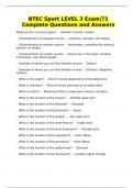 BTEC Sport LEVEL 3 Exam&vert;71 Complete Questions and Answers