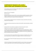 CORPORATE FINANCE CFA LEVEL I QUESTIONS AND ANSWERS UPDATED 