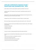 APPLIED CORPORATE FINANCE EXAM 1 QUESTIONS AND ANSWERS 2024 - 2025
