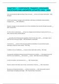 CHAPTER 1- CORPORATE FINANCE &lpar;CENGAGE&rpar; QUESTIONS AND ANSWERS UPDATED 2024 - 2025