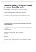 Social Psychology 2700 UCONN Exam 2 Questions Solved Correctly&period;