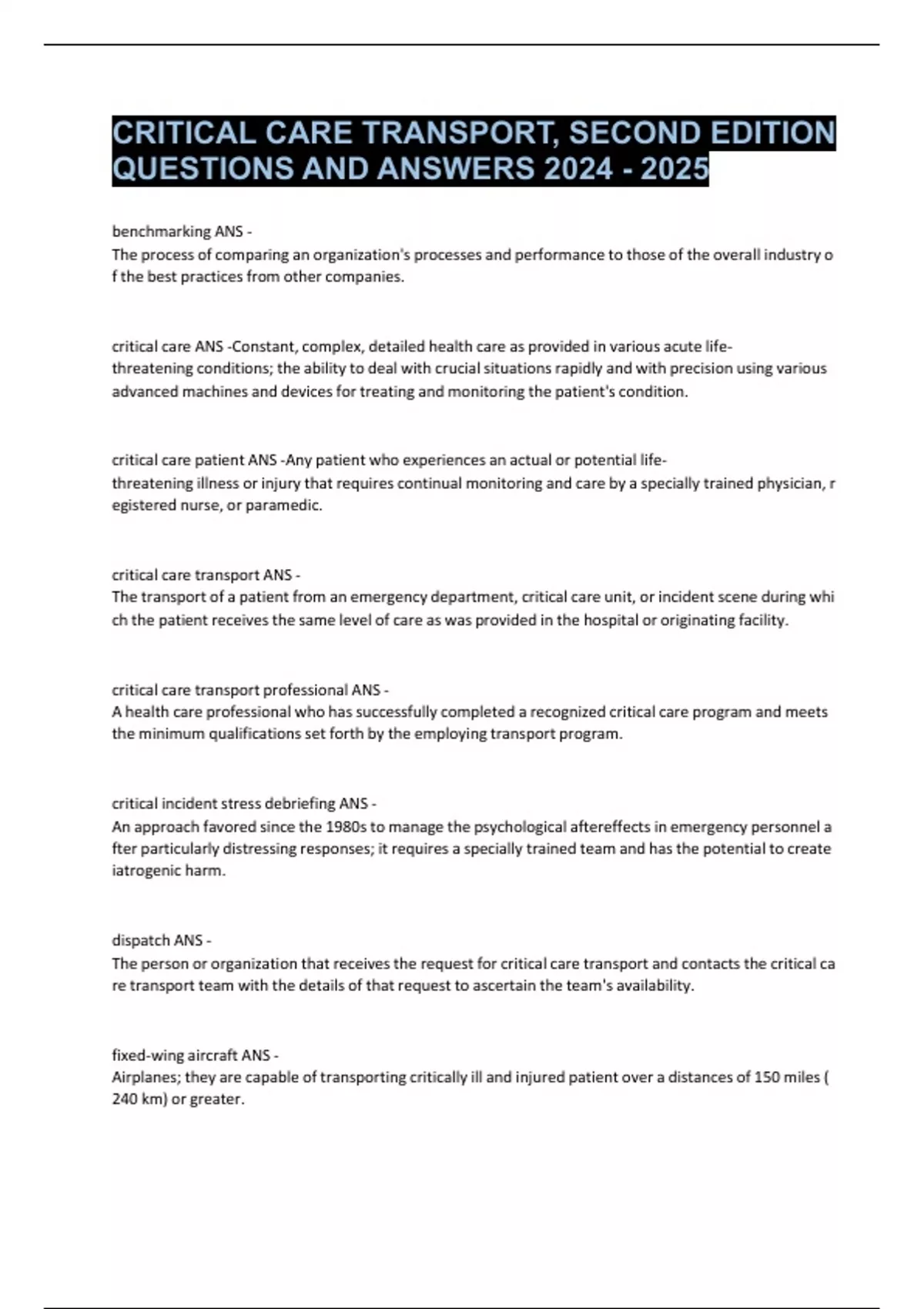 2nd Ed.; Swearingen's Resource and Study Guide for Critical Care Transport Clinicians main image 1