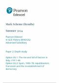 Mark Scheme &lpar;Results&rpar; Summer 2024 Pearson Edexcel In GCE History &lpar;8HI0&sol;2G&rpar; Advanced Subsidiary Paper 2&colon; Depth study Option 2G&period;1&colon; The rise and fall of fascism in Italy&comma; c1911&ndash;46 Option 2G&period;2&colon; Spain&comma; 1930&ndash;78&colon; republicanism&comma; Francoism and the re-establishment