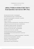 ABEKA WORLD LITERATURE TEST 1 Exam Questions And Answers 100&percnt; Pass