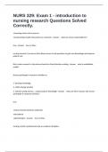 NURS 329&colon; Exam 1 - introduction to nursing research Questions Solved Correctly&period;