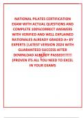  NATIONAL PILATES CERTIFICATION EXAM WITH ACTUAL QUESTIONS AND COMPLETE 100&percnt;CORRECT ANSWERS WITH VERIFIED AND WELL EXPLAINED RATIONALES ALREADY GRADED A&plus; BY EXPERTS &vert;LATEST VERSION 2024 WITH GUARANTEED SUCCESS AFTER DOWNLOAD ALREADY PASSED&excl;&excl;&excl;&excl;&excl;&excl;&excl; &lpar;PROVEN 