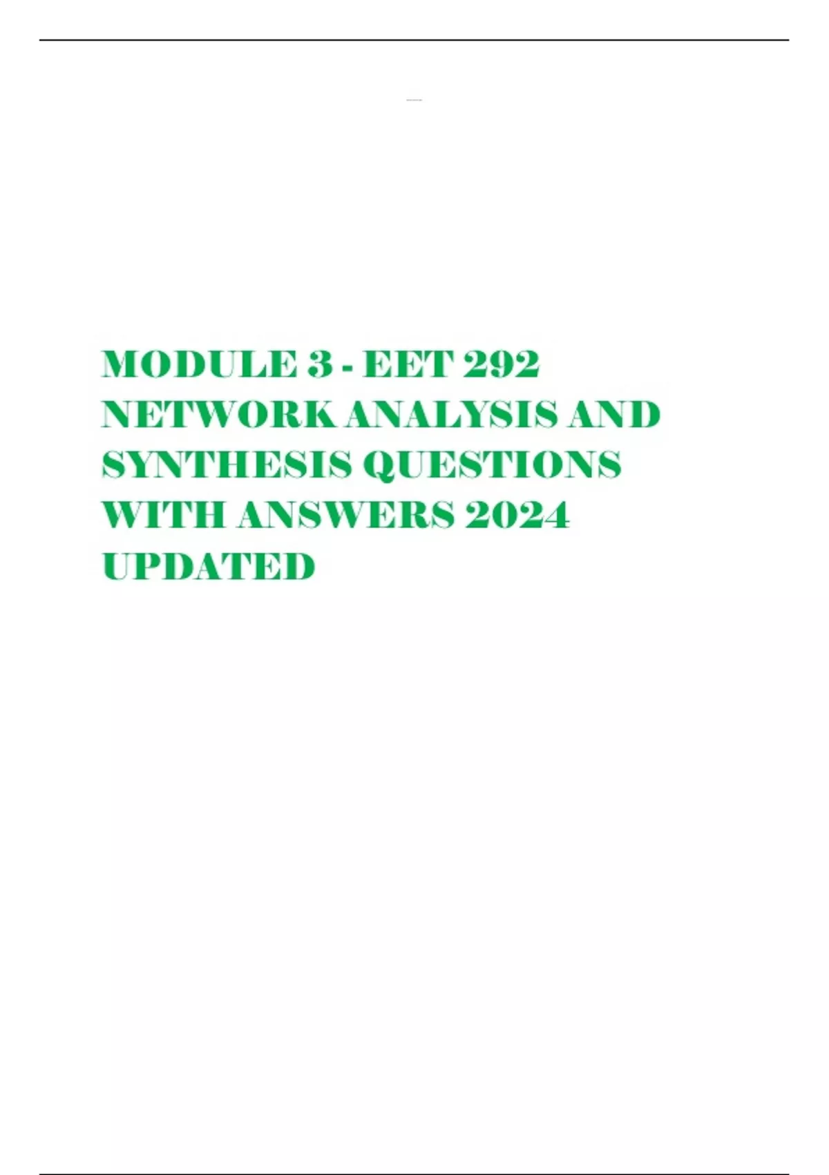 MODULE 3 - EET 292 NETWORK ANALYSIS AND SYNTHESIS QUESTIONS WITH ...